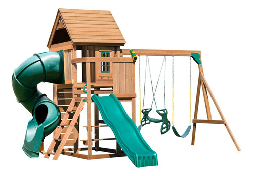 Juego Infantil De Madera Tremont Con Tobogan Y Columpios