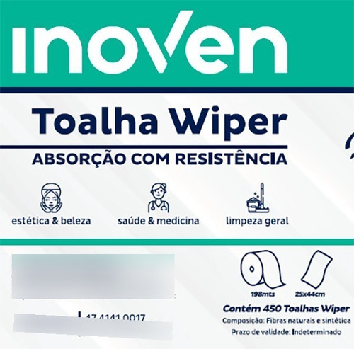 Pano Para Limpeza Inoven Wiper Hospitalar Leito Pano 450 U