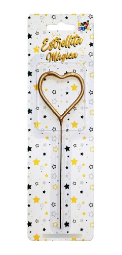 Imagen 1 de 1 de Vela Sparkle Corazon Dorado - Lollipop