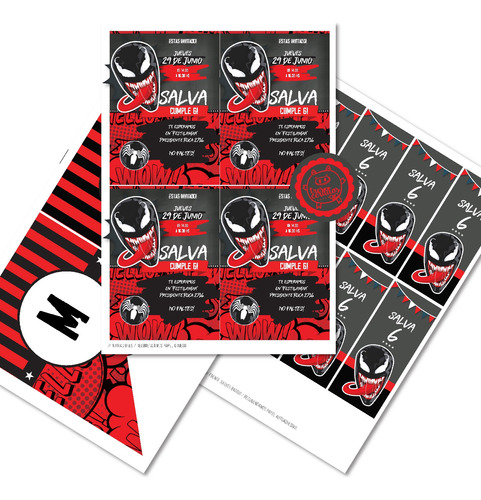 Kit Imprimible Venom Spiderman Pdf Textos Editables 