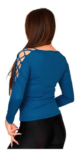 Blusa Dama Moda Deportiva Manga Larga Detalle Zig Zag V668