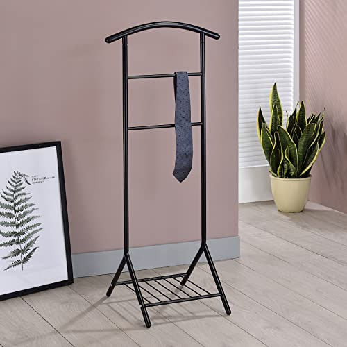 - Amos Metal Suit Valet Rack Stand Organizador, Negro