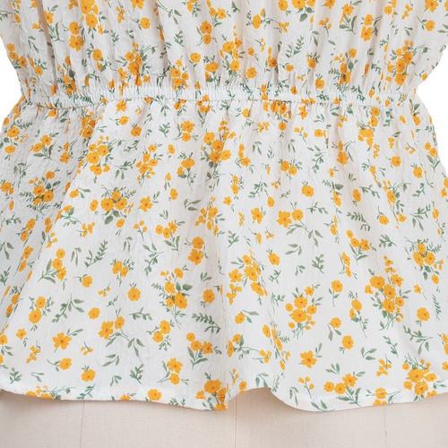 Imagen 6 de 6 de Blusa Vestir Floral Peplum Primaveral Manga Corta Encaje.