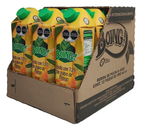 Bebida Boing 1 Litro Sabor Mango - 12 Piezas