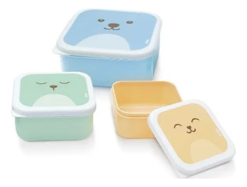3 Potes Potinhos Para Armazenar Comida Frutas Bebê Neném Kit