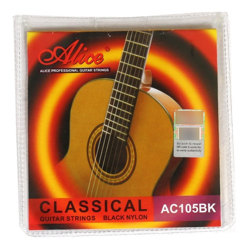 Set De Cuerdas Nylon Negra Para Guitarra Clasica Alice Ac105