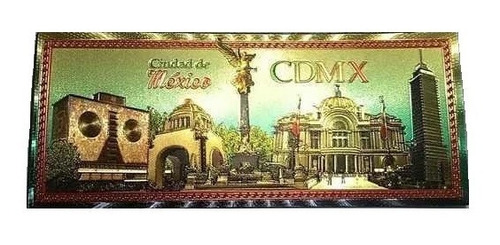 Billete Dorado Recuerdo Cdmx Paquete De 100 Piezas