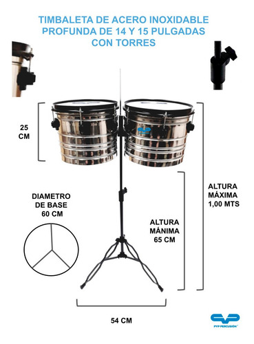 Imagen 3 de 9 de Timbalon Timbal Timbaleta Profunda Alta 14 15 Pyp Percusion
