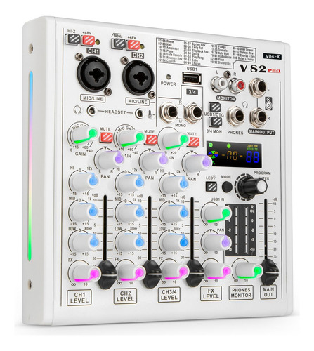 Mesa De Som Vs2pro V04fx Branca Com Interface De Áudio Live