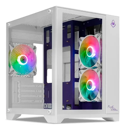 Imagem do produto Gabinete Gamer Mancer CV100 Purple Edition ARGB Lateral De Vidro Branco MCR-CV100-PEW em Mercado Livre