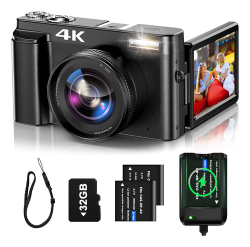 Cámara Digital 4k Autofoco Pantalla 180 Vlogging Youtube