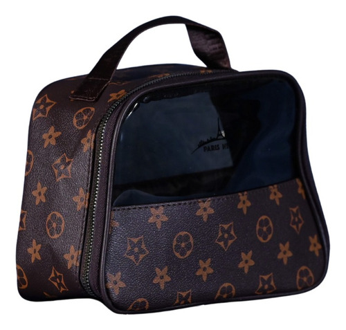 Neceser Porta Cosméticos Cartera Rectangular Organizador Marrón Oscuro