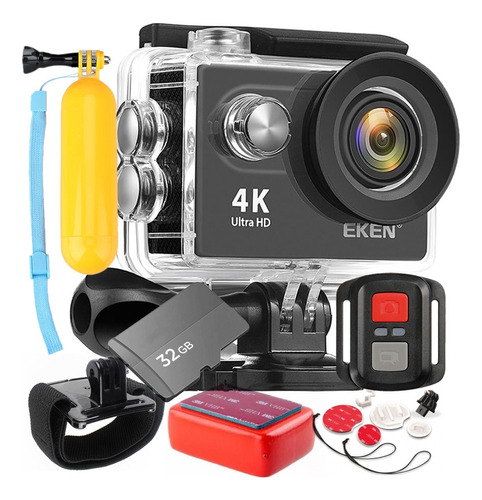 Kit Camera Eken H9r 4k 32gb Prancha Surf Bóia Pulso Bastão