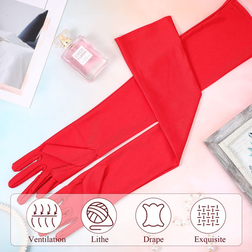 Guantes Largos Blancos Para Mujer, Guantes De Noche De