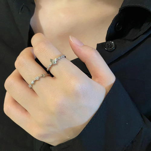 Conjunto De Anillos Con Forma De Corazón Y Mariposa Con Circ