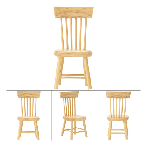 Silla De Comedor De Madera Modelo De Mueble En Miniatura Par