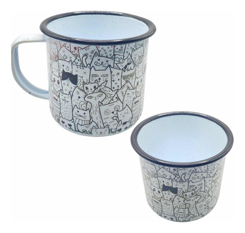 Taza De Gatos Taza De Peltre Gatitos 300ml Pocillo Para Café