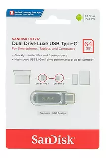 Memoria Usb Sandisk Ultra Dual Drive Luxe 64gb 3.1 Tipo C