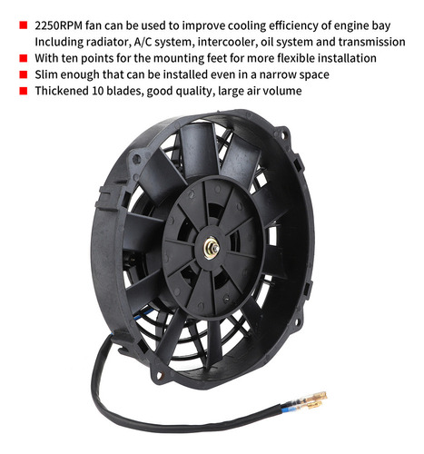 Abanico Eléctrico Universal 8in 10 Aspas 12v 80w