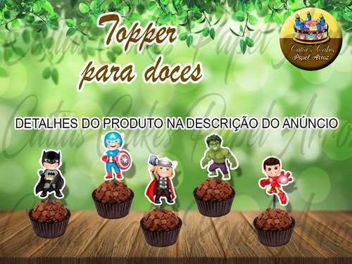 50 Tags Toppers Festa Aniversário Super Heróis Baby Cute