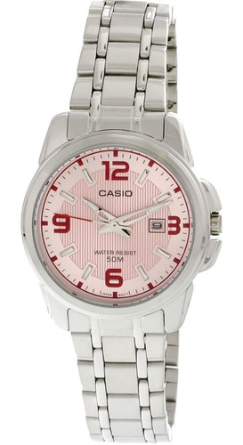 Reloj Casio Ltp-1314d-5a Para Dama Plateado/ Rosado