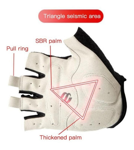 Imagen 9 de 9 de Guantes Ciclismo Gel Dedo Corto Negro Gym Gimnasio Mtb