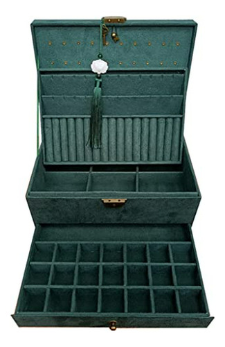 Caja Joyero Terciopelo Verde Oscuro Retro