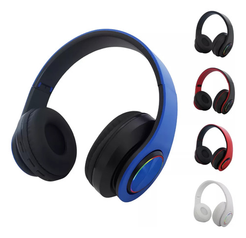 Fone De Ouvido Over-ear Bluetooth/fm/sd Com Redução Ruídos Cor Azul