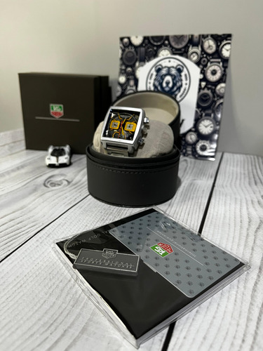 Reloj Hombre Mónaco Cronógrafo Calendario Plateado Plateado (Reacondicionado)