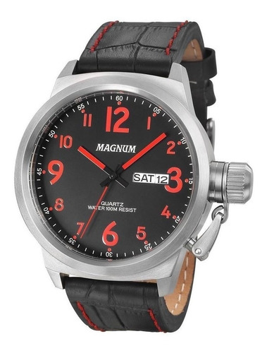 Relógio Magnum Masculino Prova Dágua Ma33415v Vermelho Aço