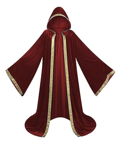 Capa Medieval Unisex De Terciopelo Con Capucha, Bruja,