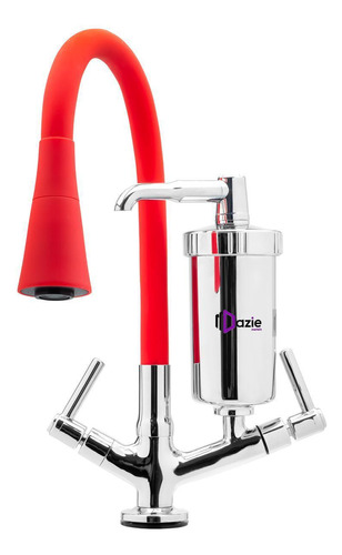 Torneira Com Filtro Gourmet Bancada Silicone Cone Vermelho