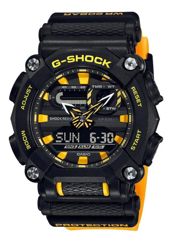 Reloj Hombre Casio G Shock Ga-900a 1a9 Color de la malla Amarillo Color del bisel Negro Color del fondo Negro
