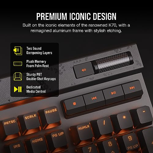 Teclado Gaming Corsair K70 Max Rgb Mecánico Cableado Negro