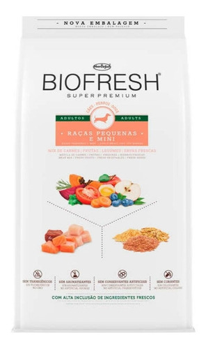 Alimento Biofresh Super Premium BIOFRESH para cão adulto de raça mini e pequena sabor carne, frutas e vegetais em sacola de 15kg