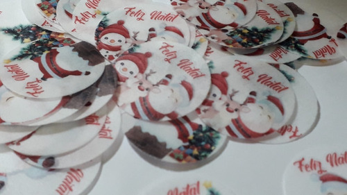 Imagem 3 de 4 de Papel De Arroz 50 Unidades Natal Comestível Cortado 3,2 Cm