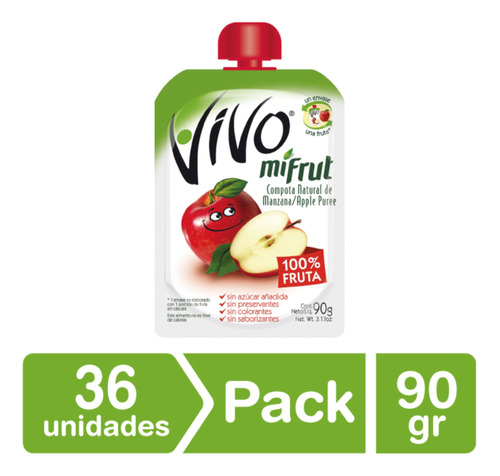 Pack 36 - Vivo Compota Mifrut Manzana 90 Gr