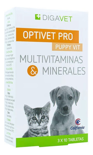 California Optivet Pro Puppy 30tab Vitaminas Para Cachorros