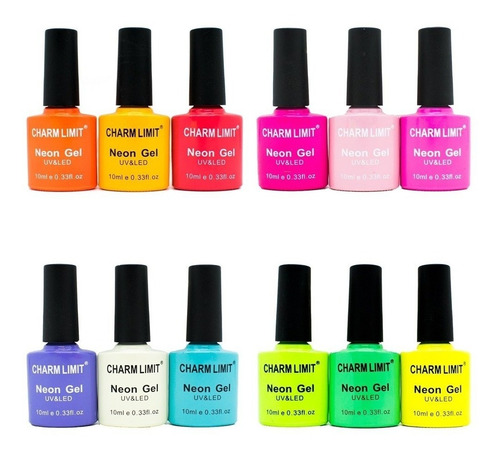 Imagen 1 de 2 de Esmaltes X15 Semipermanente Neon Brillo Gliter Color Uv Led