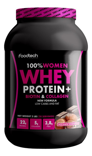 Suplemento en polvo Foodtech  100% Women Whey Protein + proteínas sabor frutos del bosque en pote de 907g