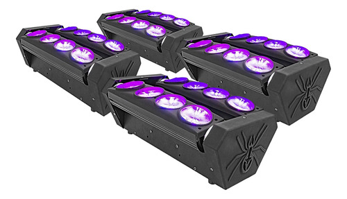 4x Moving Spider 8x12w Rgbw Quadriled 4n1 Ribalta Beam Dmx