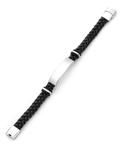 Pulsera De Cuero Genuino Trenzado Modelo Mocambo - Negra