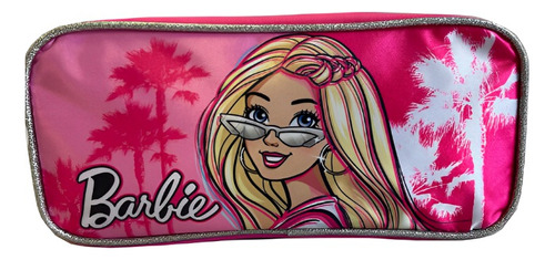 Estuche Doble Satín Barbie Escolar Cartuchera Organizador Color Rosa chicle