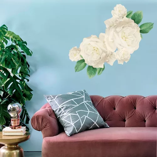 Vinilo decorativo flores blancas para muebles