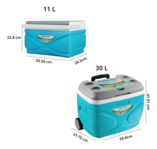 Hieleras 30lts C/ Ruedas, 11 Y 4.5lts Termo 1 Lt Pinnacle Turquesa