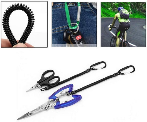 Imagen 6 de 9 de Cable Retráctil Extensible Mosqueton Pesca Bogagrip Pinzas