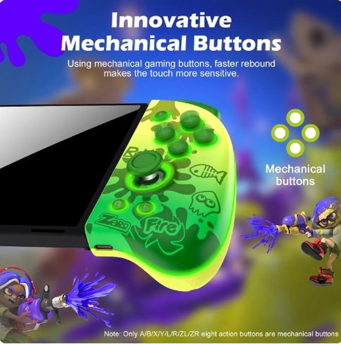 Joy-pad Joy Con Iine Elite Pro Nintendo Switch Rgb Splatoon Cor Verde