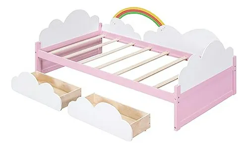 Cama Día Twin Con Almacenamiento, Niño/a, Nubes, Arcoíris