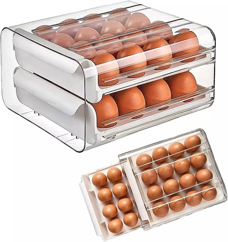 Caja De Almacenamiento De Huevos Doble Capa Para 32 Unidades