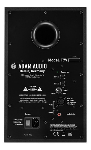 Monitor de estúdio Adam T7v colorido preto